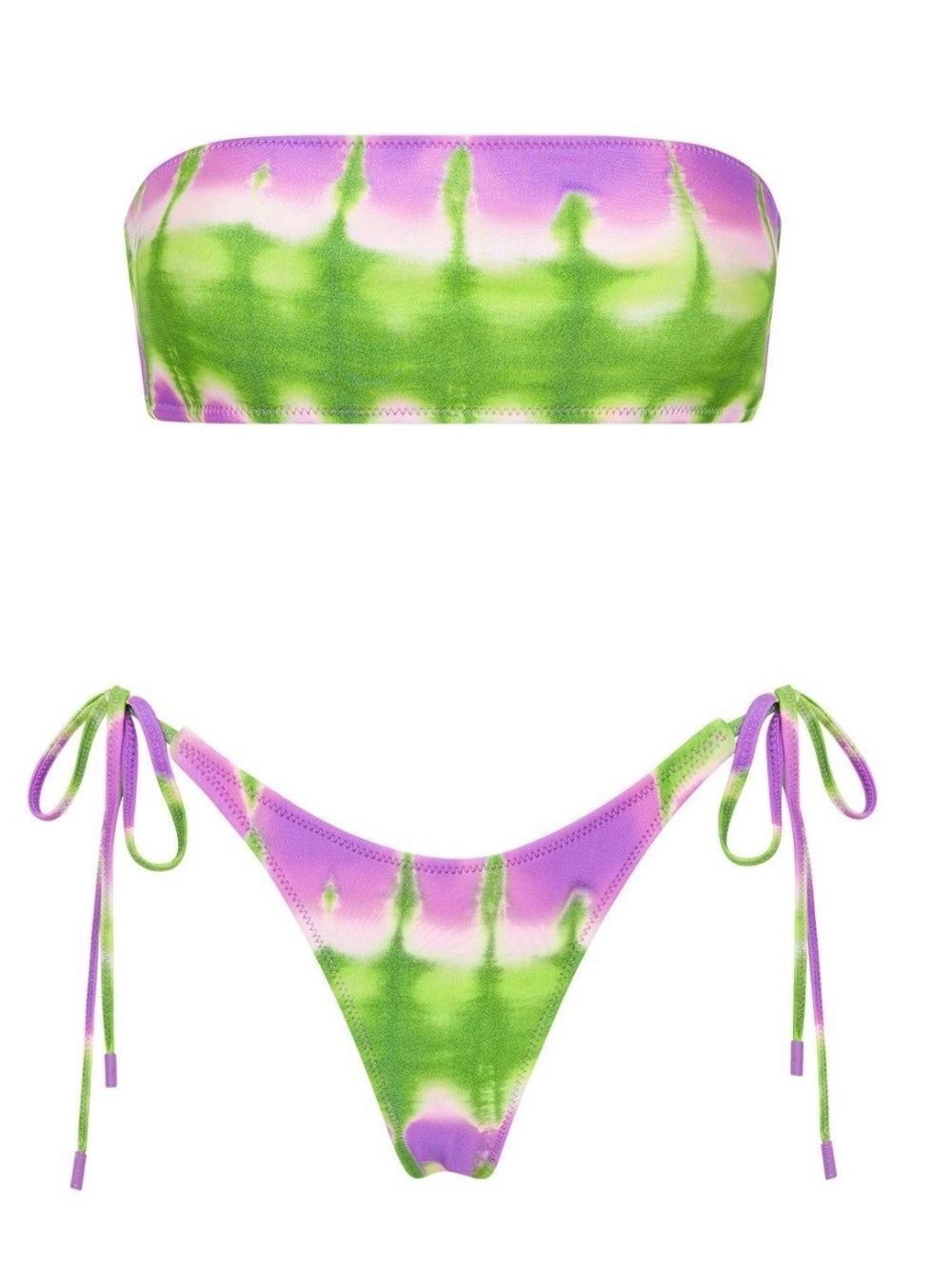 triangl swimwear Green and Purple Tie-Dye Bandeau String Bikini